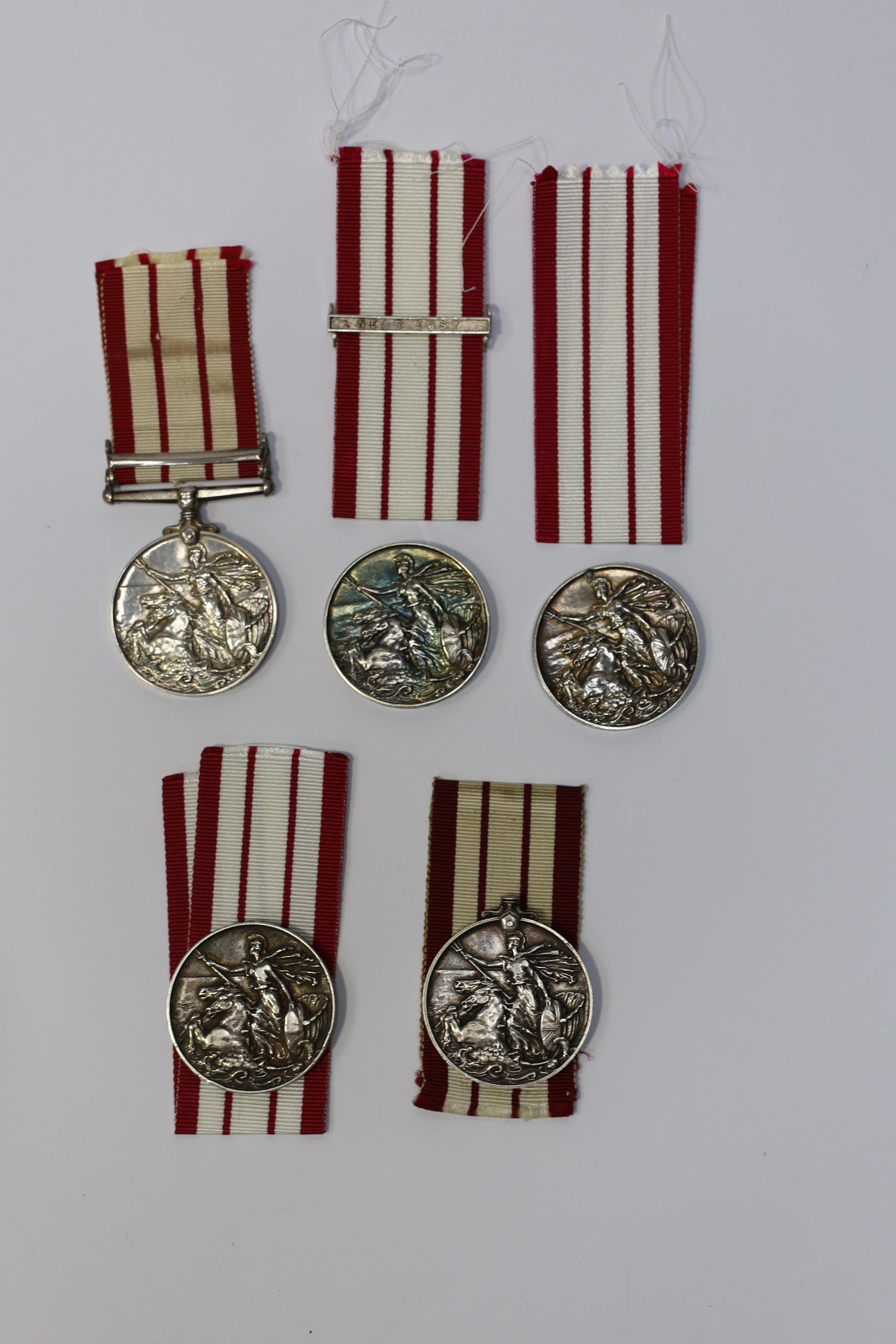 Five Royal Navy General service medals (four a.f.)